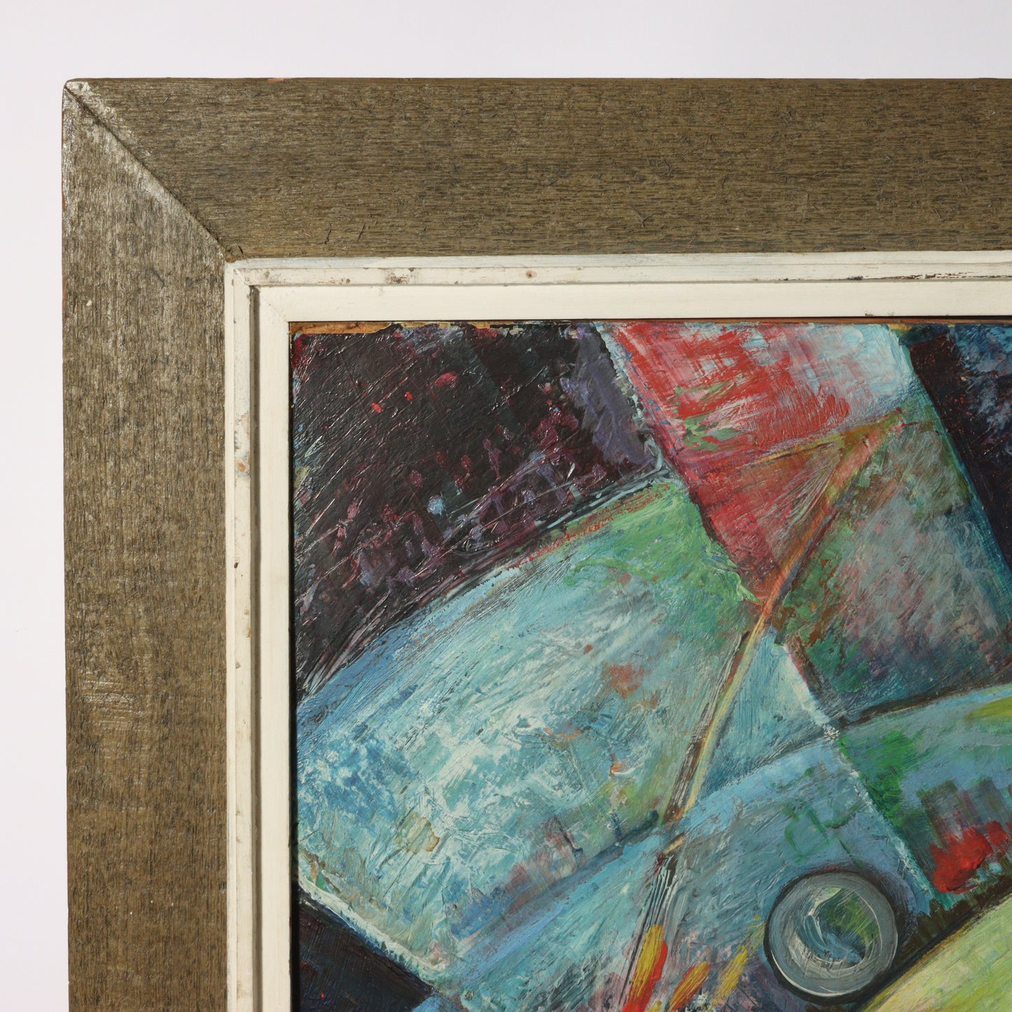 Robert Lohman, Indiana (1919 - 2001), abstract allegorical scene, oil on masonite, 55 3/4"H x 75 1/2"H (frame)
