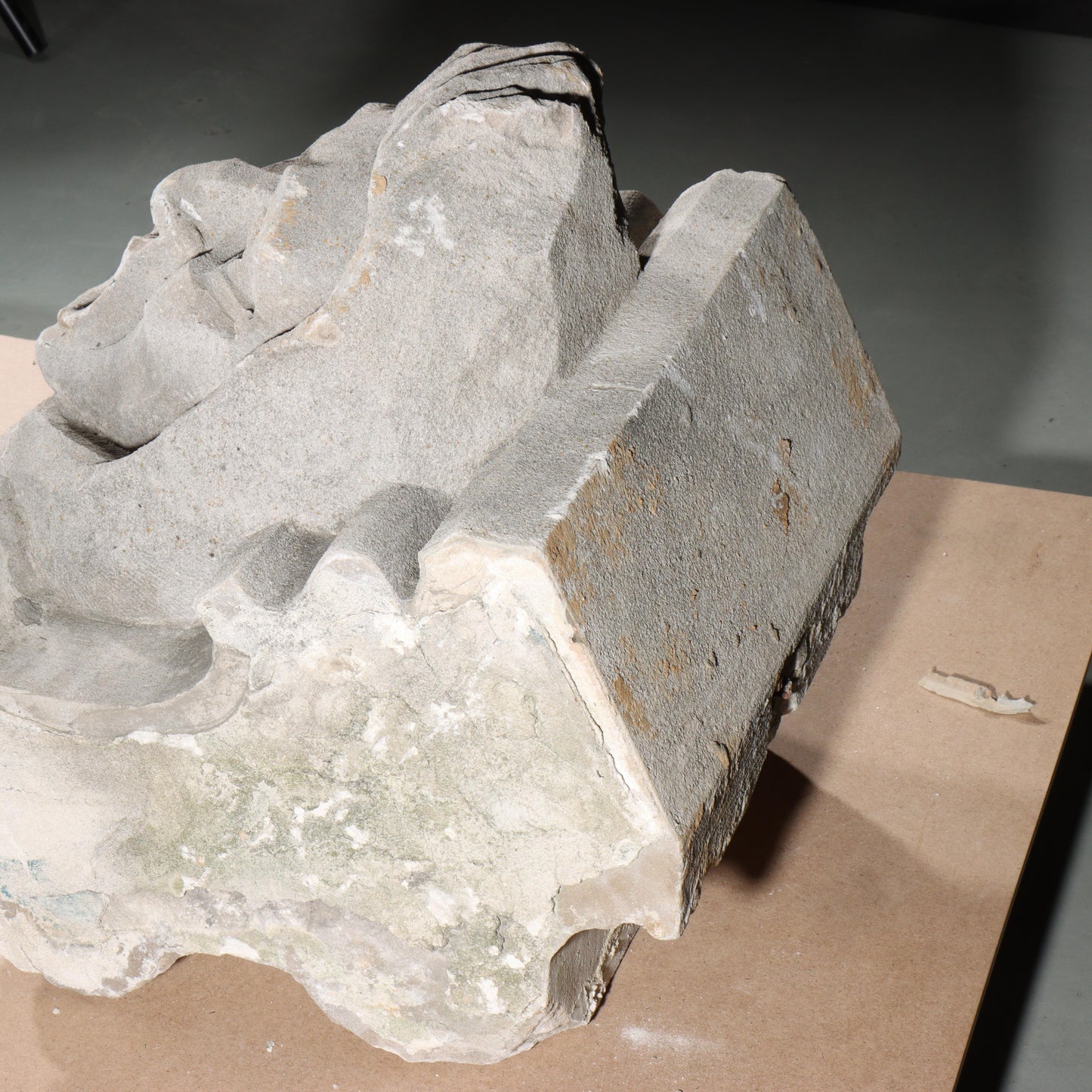 Human face gargoyle/grotesque screaming man; 1920s Harlem, New York, Gothic Style Architectural Limestone Facade Carving. 21 1/2"H x 18 1/2"W