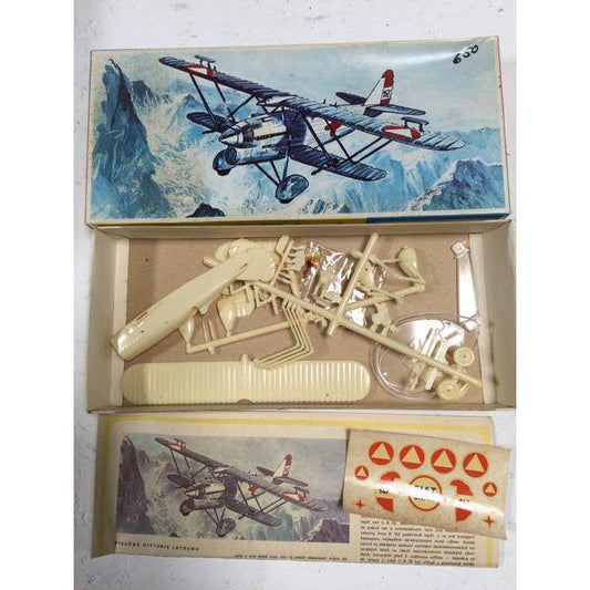 Fiat Model Airplane Kit - Biplane, Assembly Required, Vintage