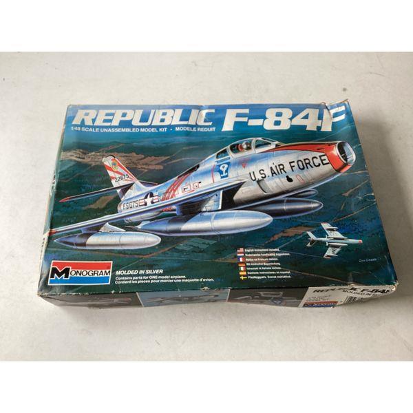 Monogram Republic F-84F - 1/48 Scale Model Kit - Unassembled, Molded in Silver