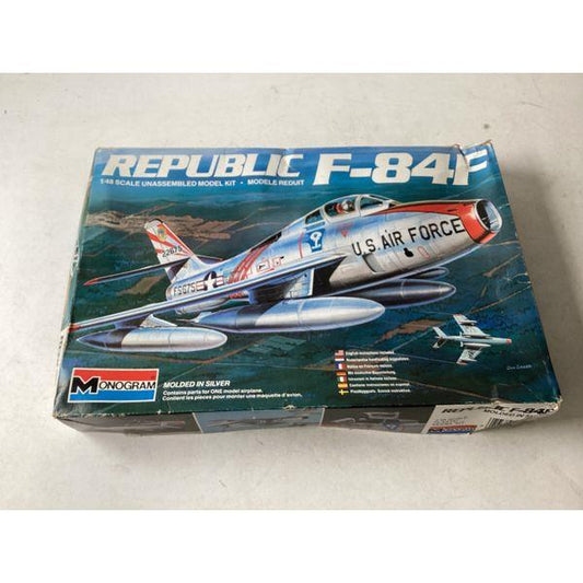 Monogram Republic F-84F - 1/48 Scale Model Kit - Unassembled, Molded in Silver