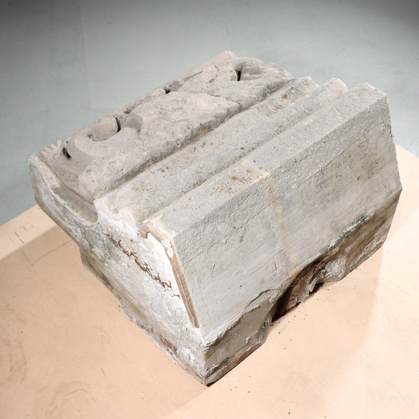 Winged Dragon / Phoenix Mythological figure border block; 1920s Harlem, New York, Gothic Style Architectural Limestone Facade Carving 20"H x 20"W