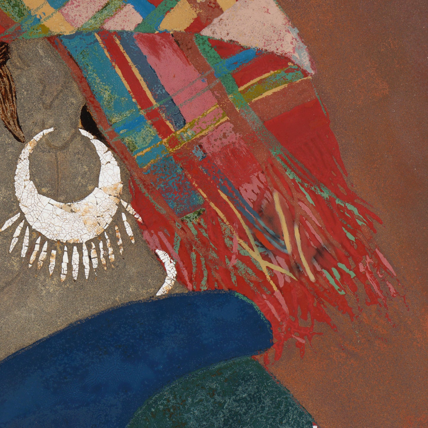 Nguyen Thi Hoa, Vietnamese , mother and child, 2008, lacquer painting with inlaid eggshell and abolone, 27 1/4"H x 21 1/4"W(sight), 37"H x 31"W(frame)