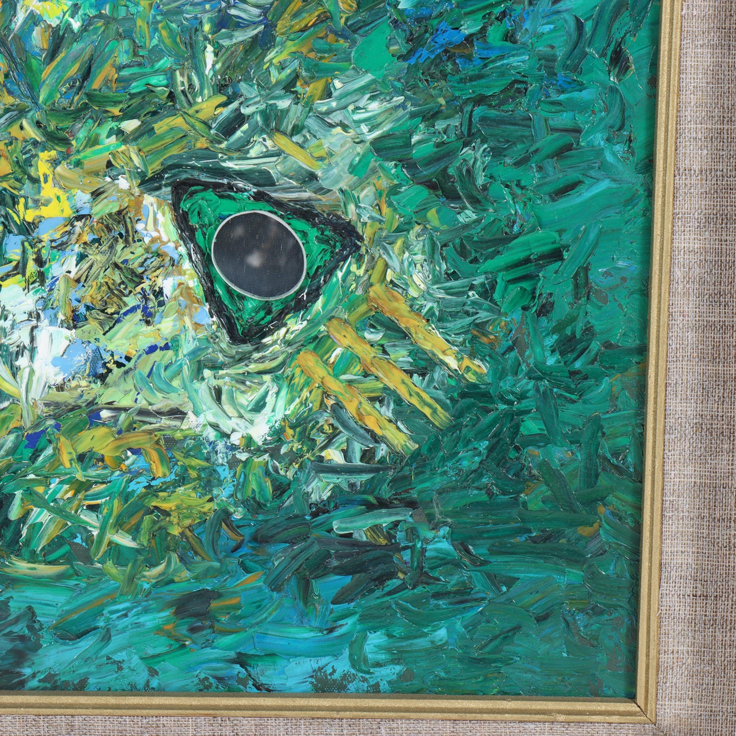 Van Thuyet, Vietnamese (b.1954), abstract with mirror, oil on canvas, 19 3/4"H x 19 1/2"W(stretcher), 26 3/4"H x 26 3/4"W(frame)