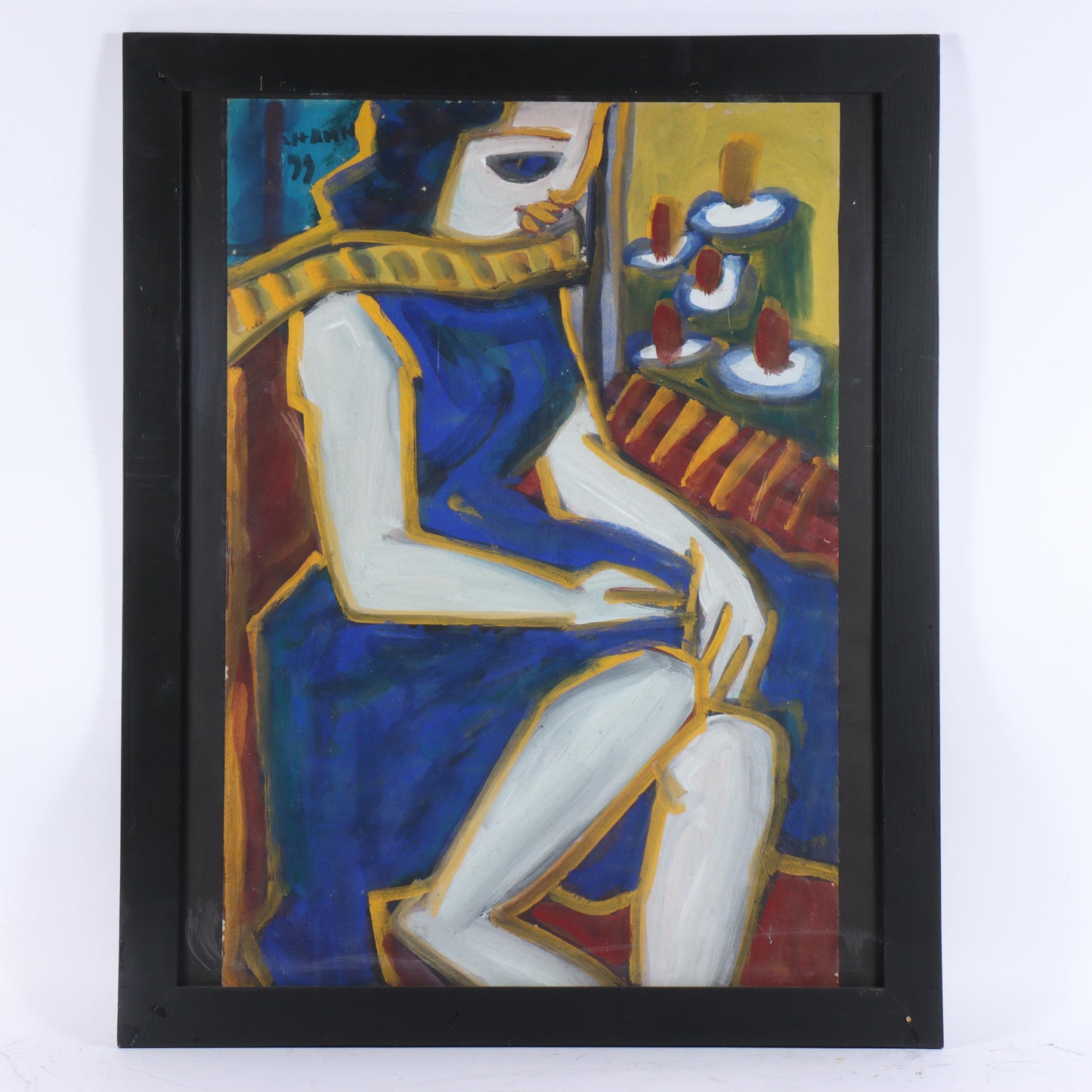 Do Hanh, Vietnamese (b.1955), abstract female portrait, 1999, oil on paper, 30 1/2"H x 21 1/4"W(paper), 35"H x 28 1/4"W(frame)