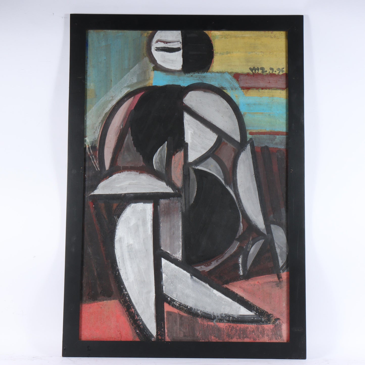 Vu Duc Toan, Vietnamese (b.1962), figural abstract, 1995, oil on paper, 39"H x 25 1/2"W(sight), 43"H x 29 1/2"W(frame)