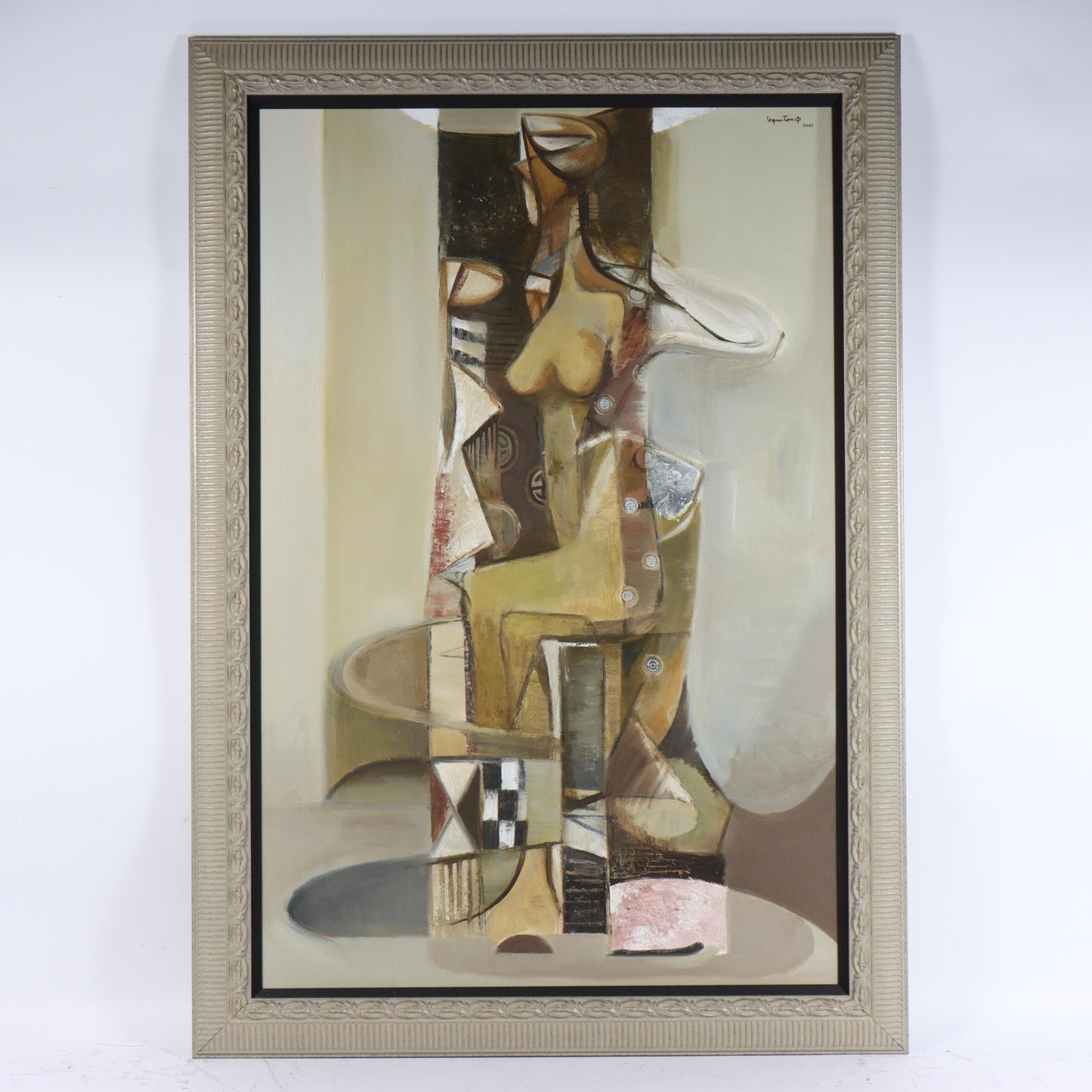 Le Quy Tong, Vietnamese (b.1977), abstract female nude, 2001, oil on canvas, 46 1/2"H x 30 1/4"W(sight), 53 3/4"H x 37 3/4"W(frame)