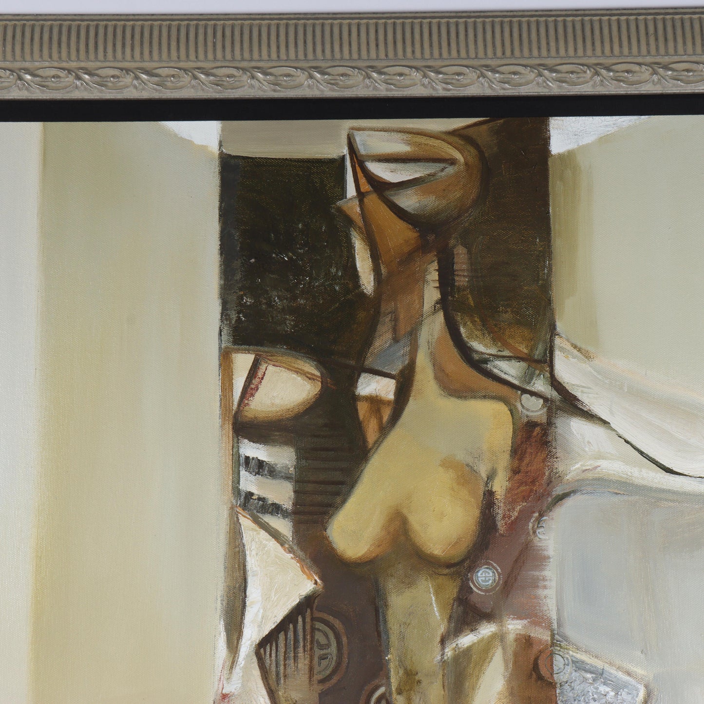 Le Quy Tong, Vietnamese (b.1977), abstract female nude, 2001, oil on canvas, 46 1/2"H x 30 1/4"W(sight), 53 3/4"H x 37 3/4"W(frame)