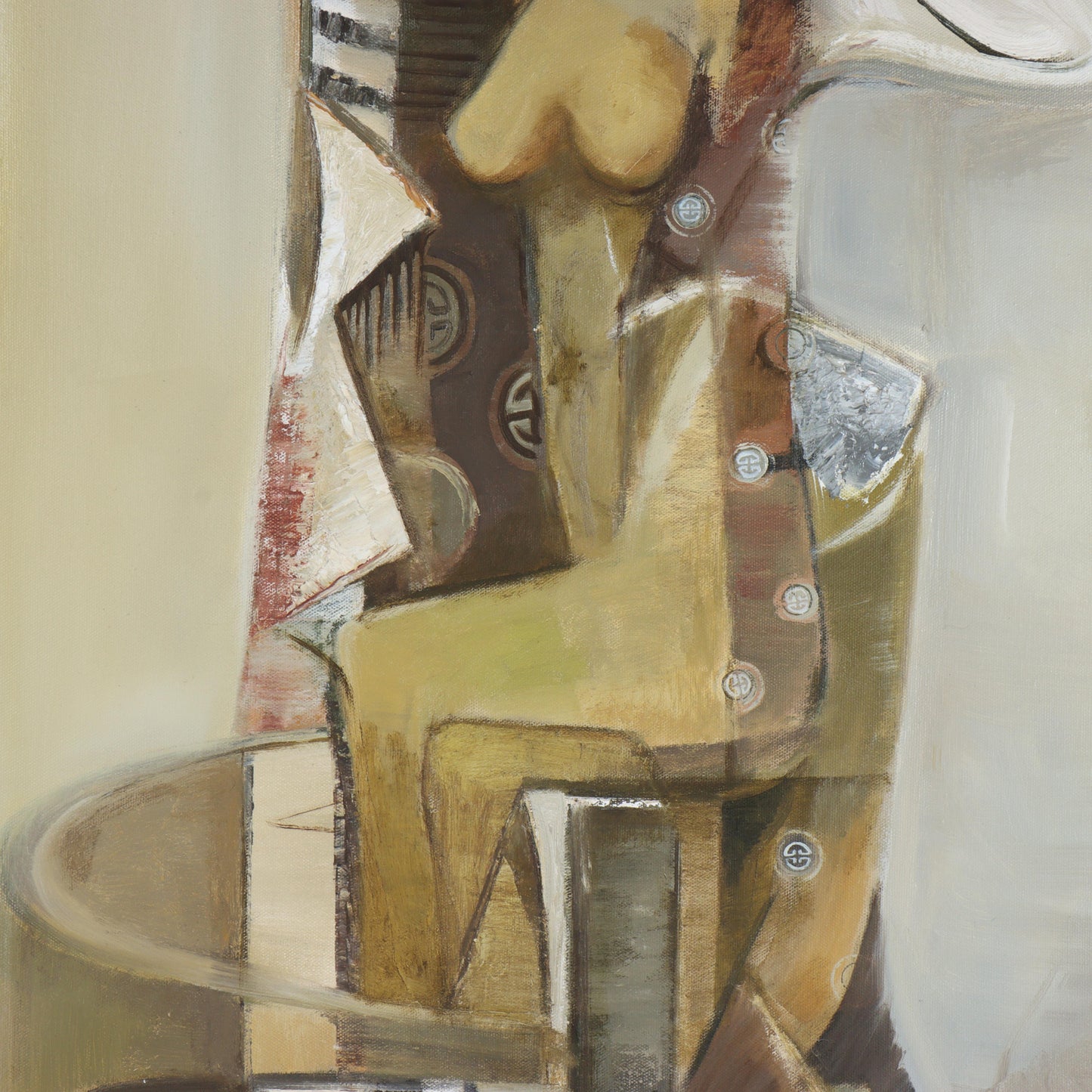Le Quy Tong, Vietnamese (b.1977), abstract female nude, 2001, oil on canvas, 46 1/2"H x 30 1/4"W(sight), 53 3/4"H x 37 3/4"W(frame)