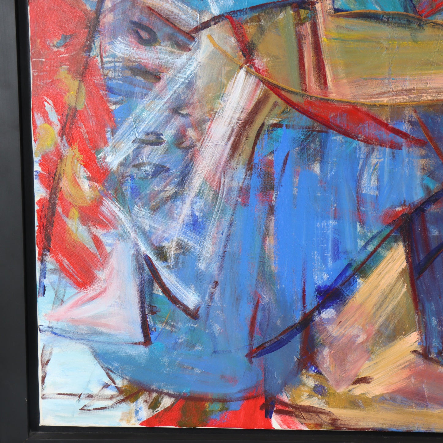 Do Hanh, Vietnamese (b.1955), abstract seated figure, 2006, oil on canvas, 63"H x 63"W(stretcher), 70"H x 70"W(frame)