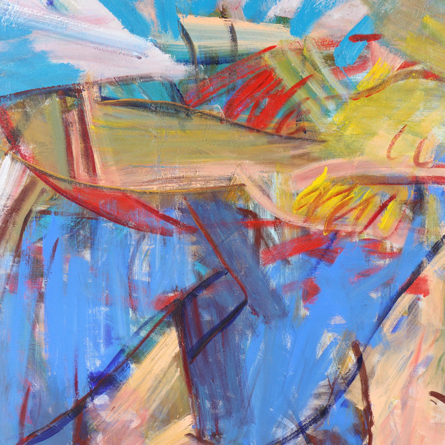 Do Hanh, Vietnamese (b.1955), abstract seated figure, 2006, oil on canvas, 63"H x 63"W(stretcher), 70"H x 70"W(frame)