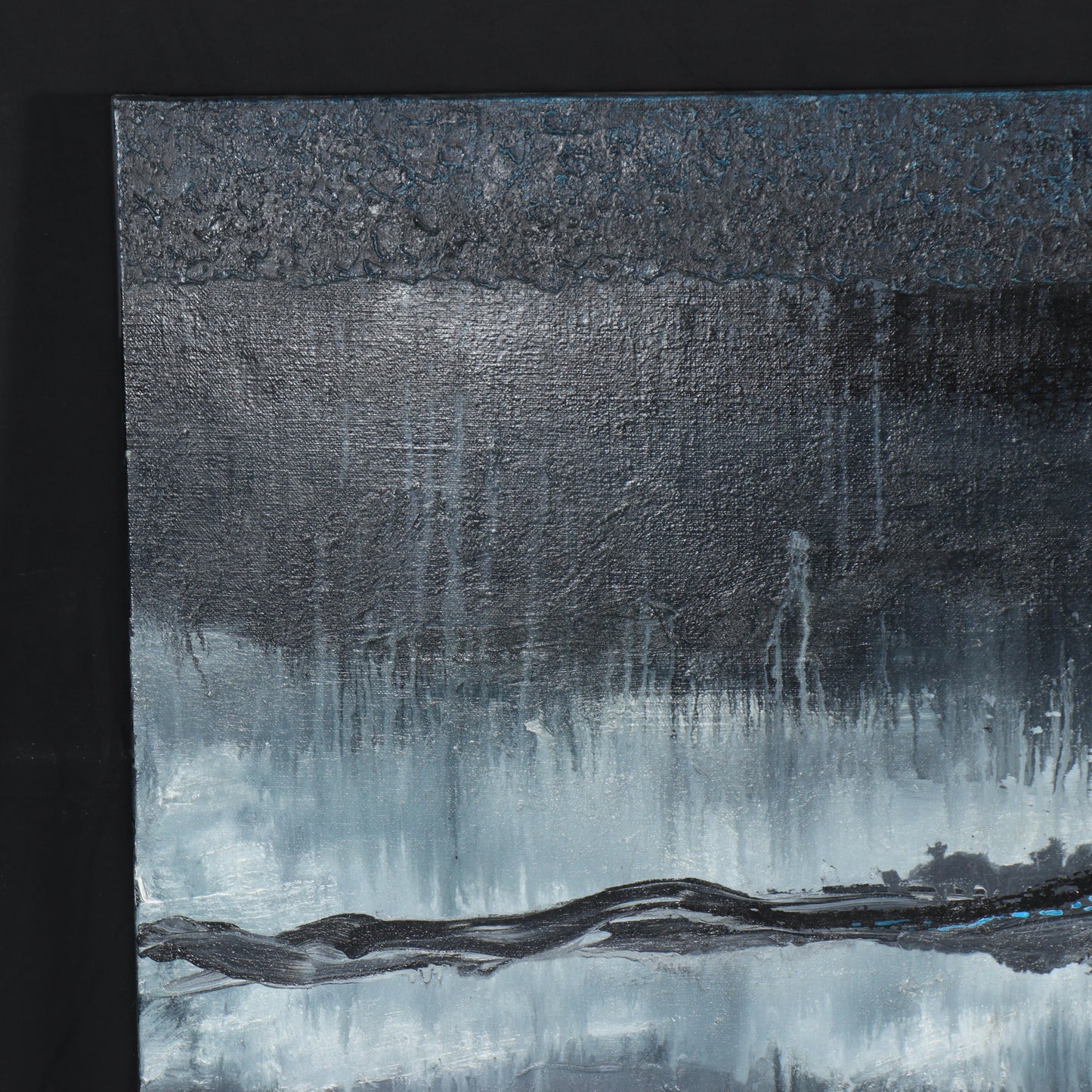 Vu Hong Nguyen, Vietnamese (21st Century), abstract, black/blue, 2005, oil on canvas, 48 1/2"H x 79"W
