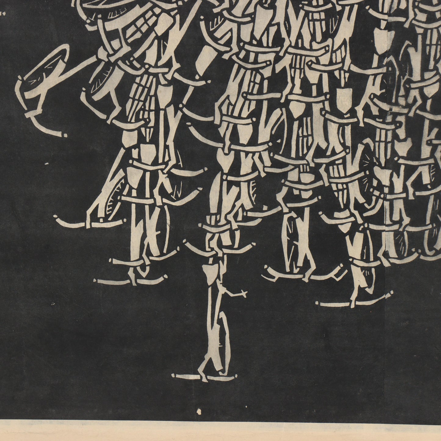 Tran Cong Dung, Vietnamese (b.1969), One Night Stand, 2005, GIANT large scale woodcut, rice paper on linen, 58 1/4"H x 57 1/4"W(stretcher)