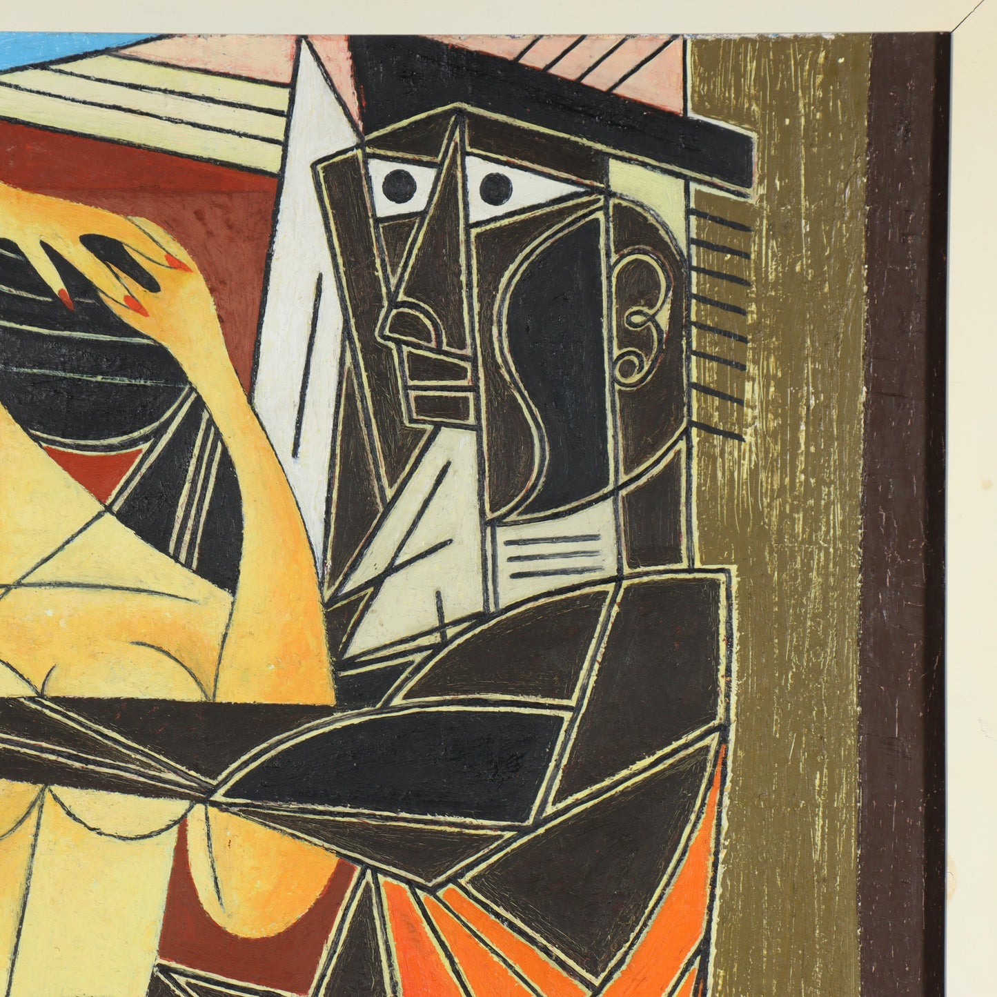 Vu Duc Toan, Vietnamese (b.1962), cubist figures, oil on canvas, 57"H x 36 1/2"W(sight), 64 1/4"H x 43 1/2"W(frame)