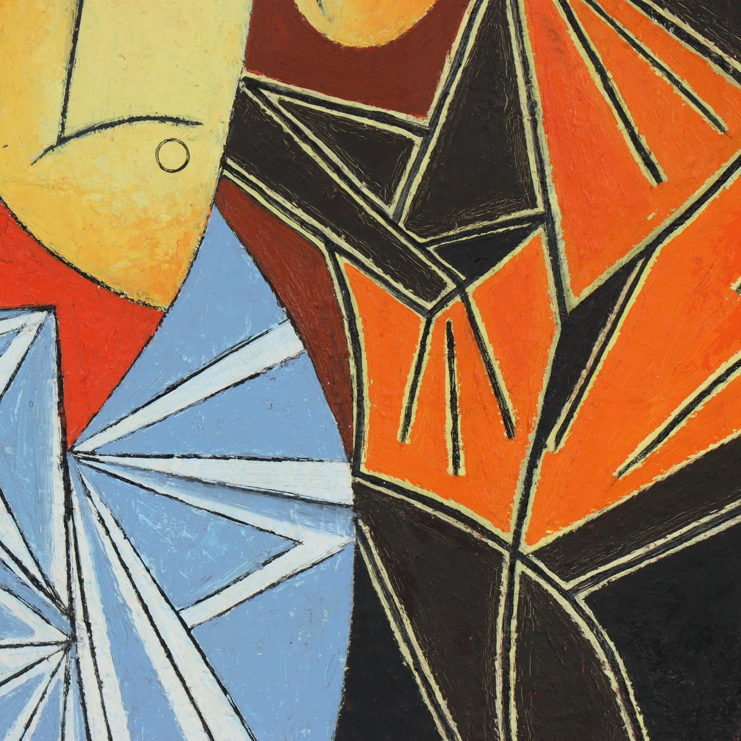 Vu Duc Toan, Vietnamese (b.1962), cubist figures, oil on canvas, 57"H x 36 1/2"W(sight), 64 1/4"H x 43 1/2"W(frame)