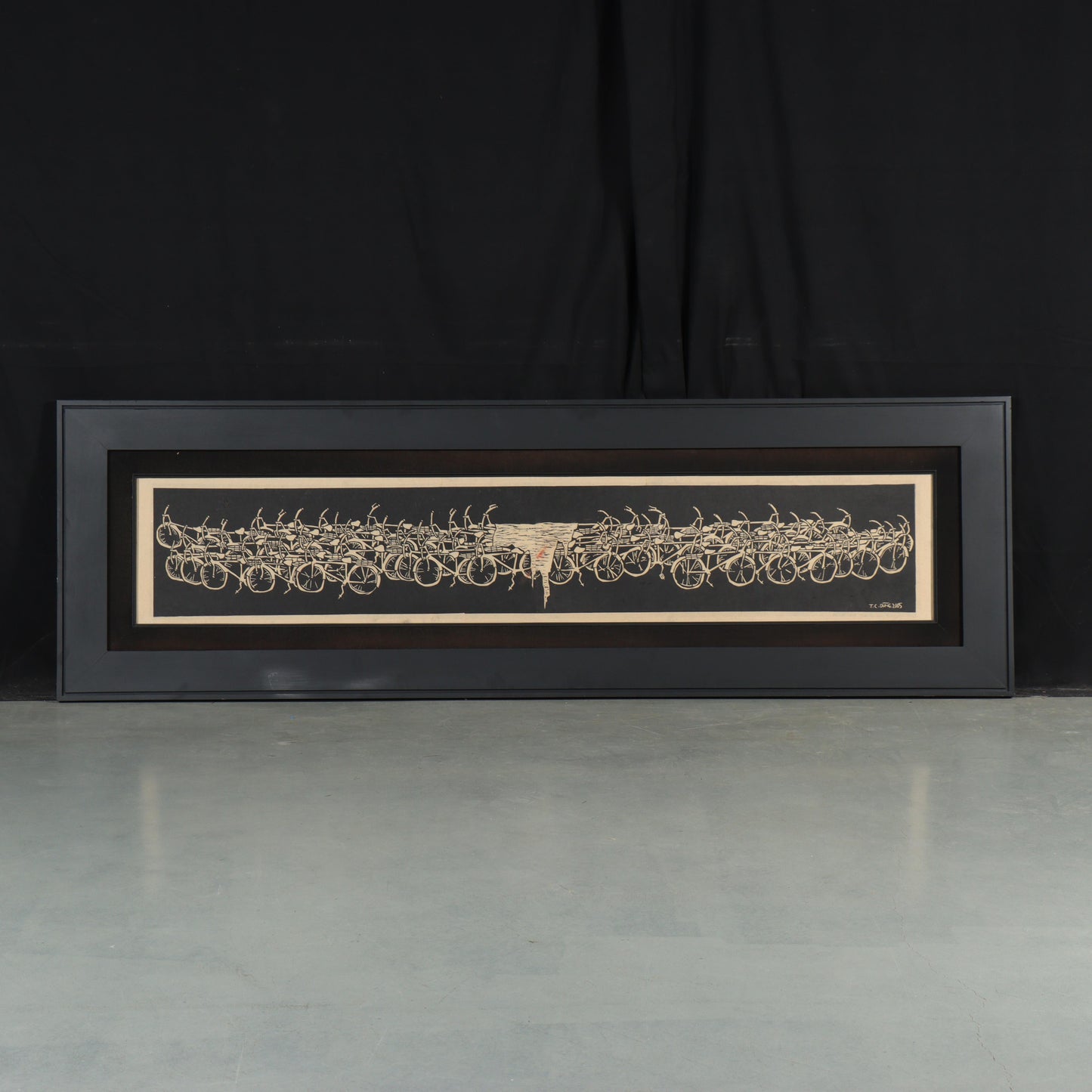 Tran Cong Dung, Vietnamese (b.1969), 2005, large scale woodcut on rice paper, 11 1/2"H x 62"W(stretcher), 23 1/4"H x 73 3/4"W(frame)