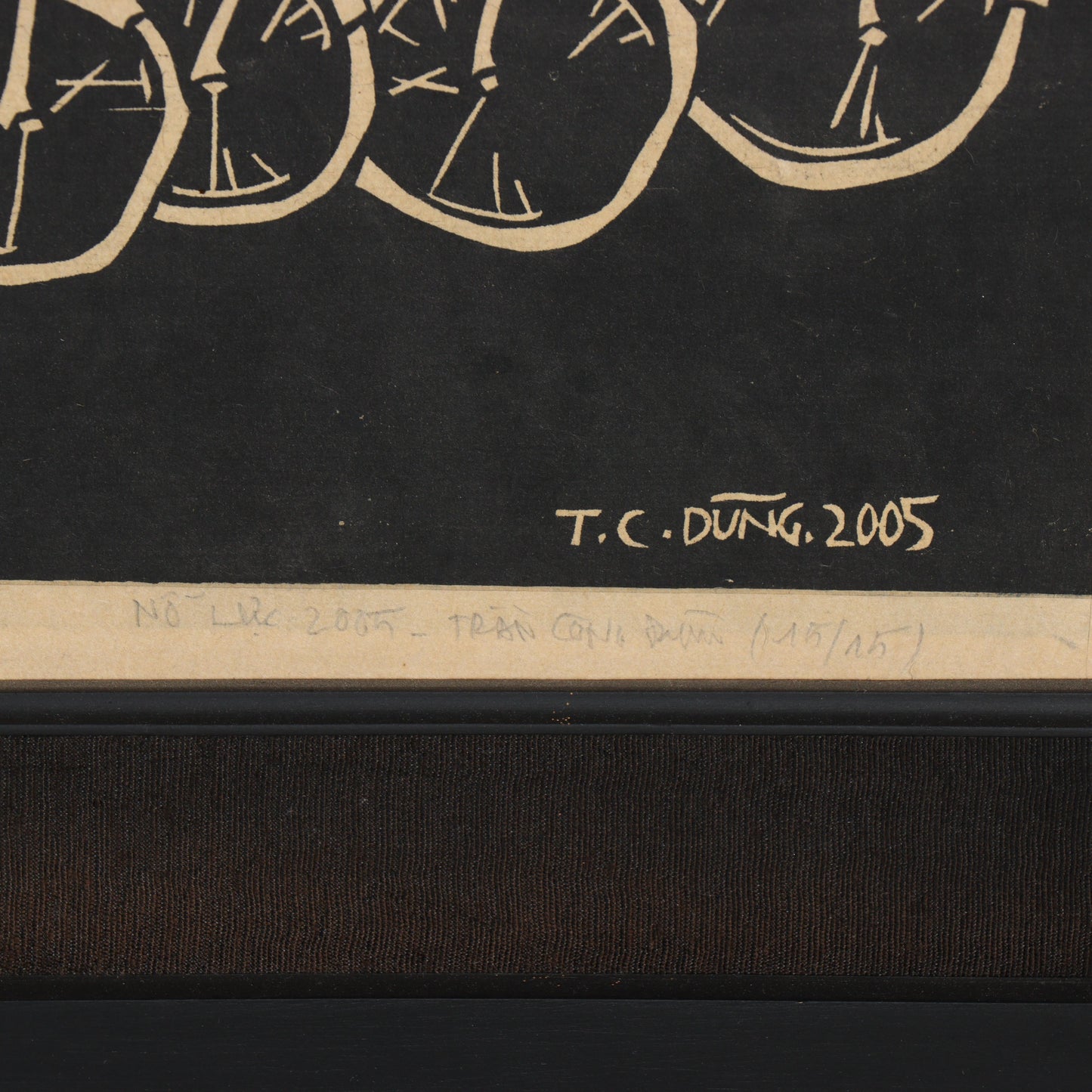 Tran Cong Dung, Vietnamese (b.1969), 2005, large scale woodcut on rice paper, 11 1/2"H x 62"W(stretcher), 23 1/4"H x 73 3/4"W(frame)