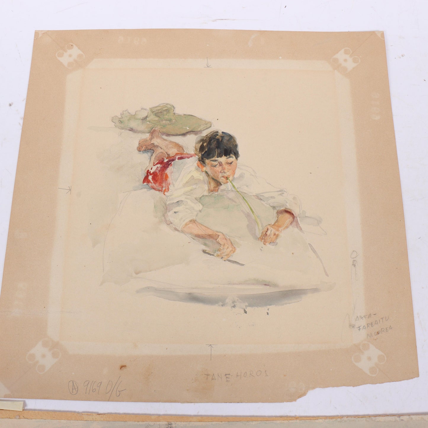 Charles Sarka, New York, Illinois (1879 - 1960), Resting Camel and Tane Horoi, Adopted Boy, Moorea in 1903, two watercolor paintings on paper, 13 1/2"H x 13 3/4"W (larger)