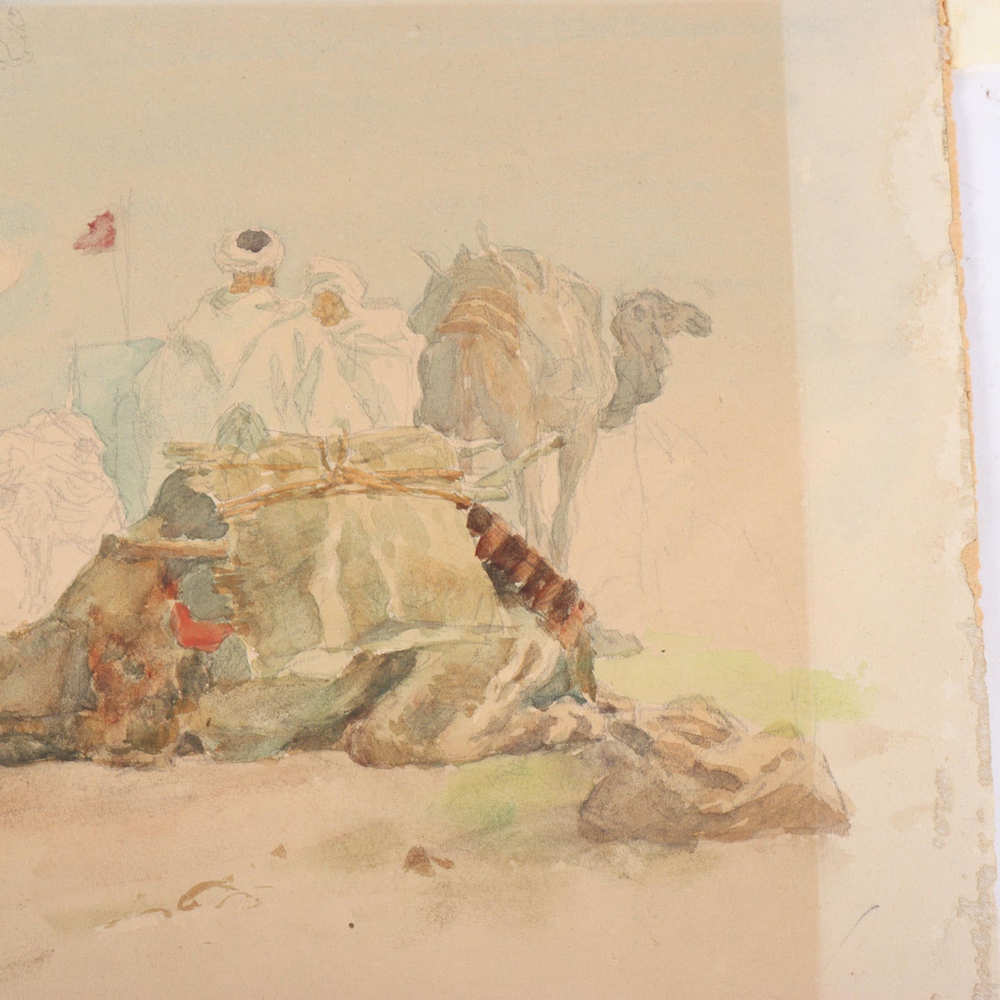Charles Sarka, New York, Illinois (1879 - 1960), Resting Camel and Tane Horoi, Adopted Boy, Moorea in 1903, two watercolor paintings on paper, 13 1/2"H x 13 3/4"W (larger)