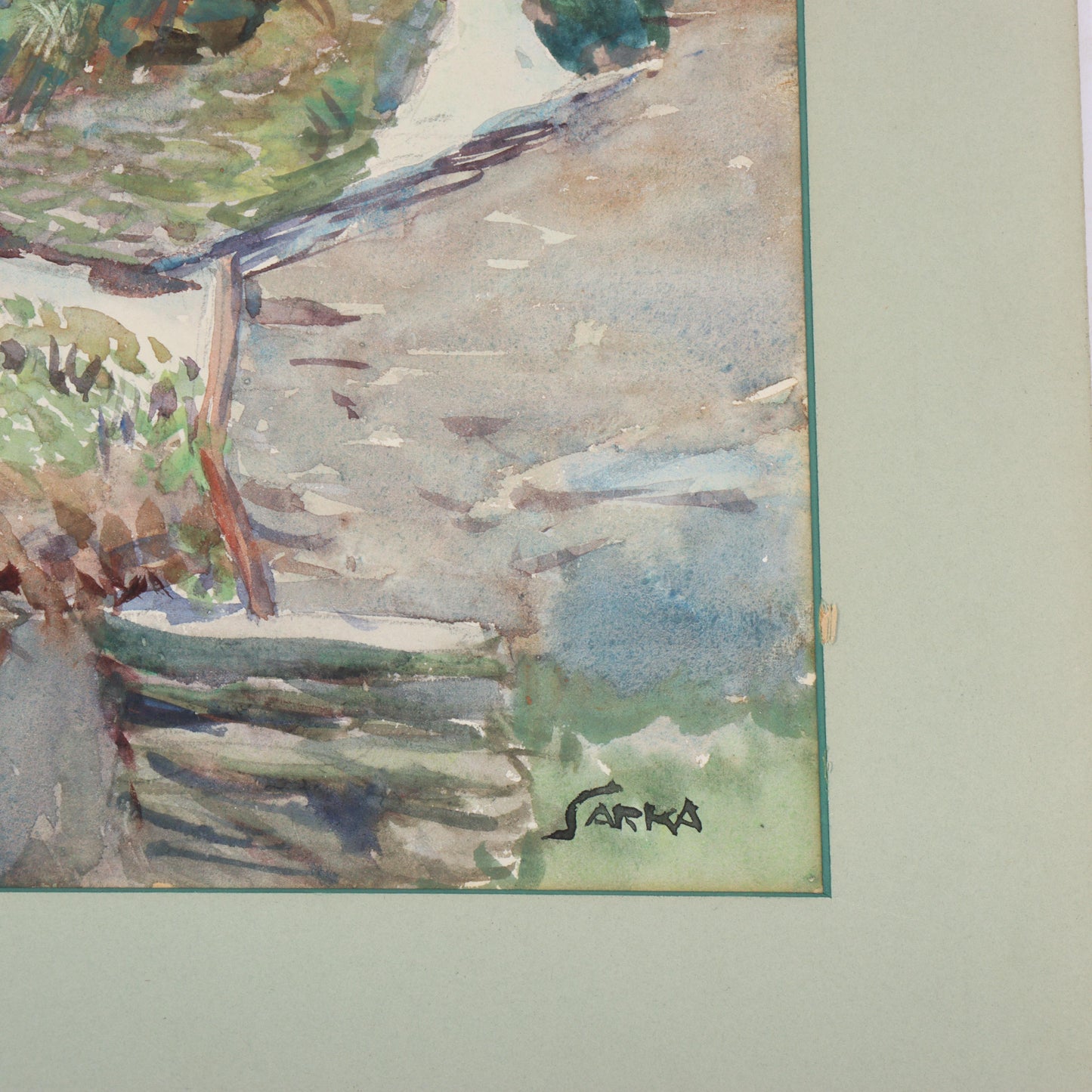Charles Sarka, New York, Illinois (1879 - 1960), Orientalist scene and Flamboyant tree, two watercolor paintings on paper, 12"H x 18"W(sight), 16"H x 22"W