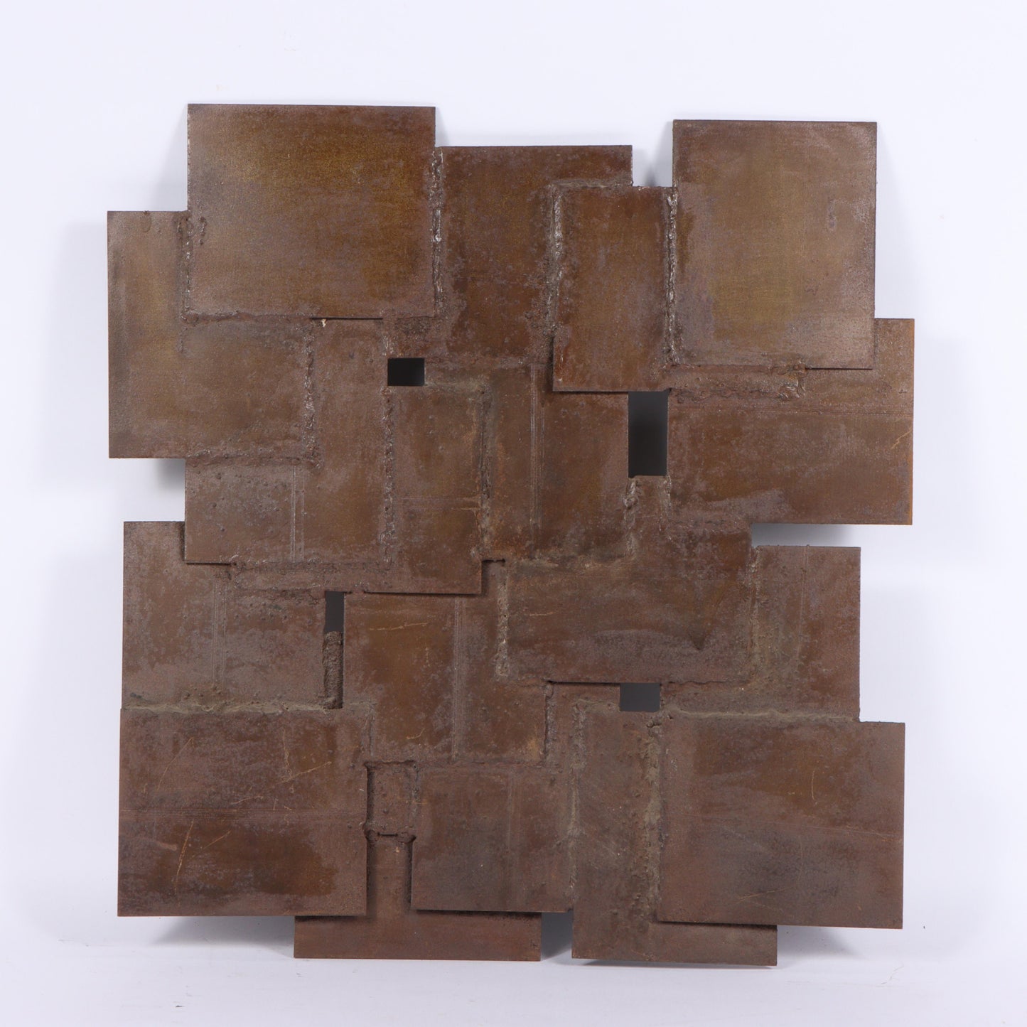 George Zachary Constant, American (1892 - 1978), brutalist wall hanging sculpture, bronze plate construction, 26"H x 24 1/2"W