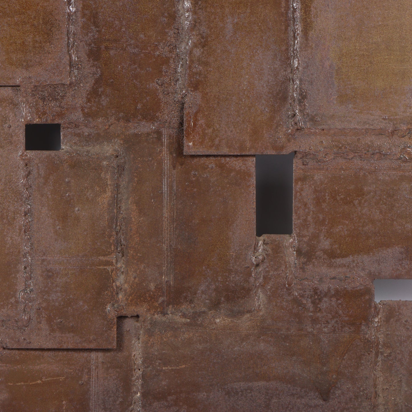 George Zachary Constant, American (1892 - 1978), brutalist wall hanging sculpture, bronze plate construction, 26"H x 24 1/2"W