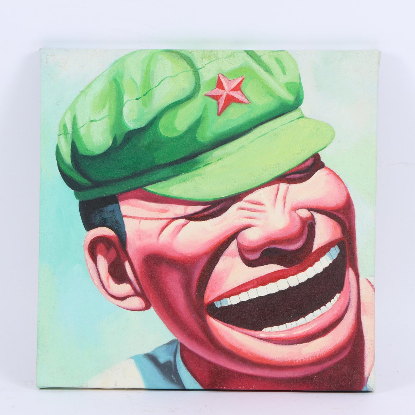 Yue Minjun (attributed), Chinese (b. 1962), Untitled, Hat, oil on canvas, 12"H x 11 3/4"W