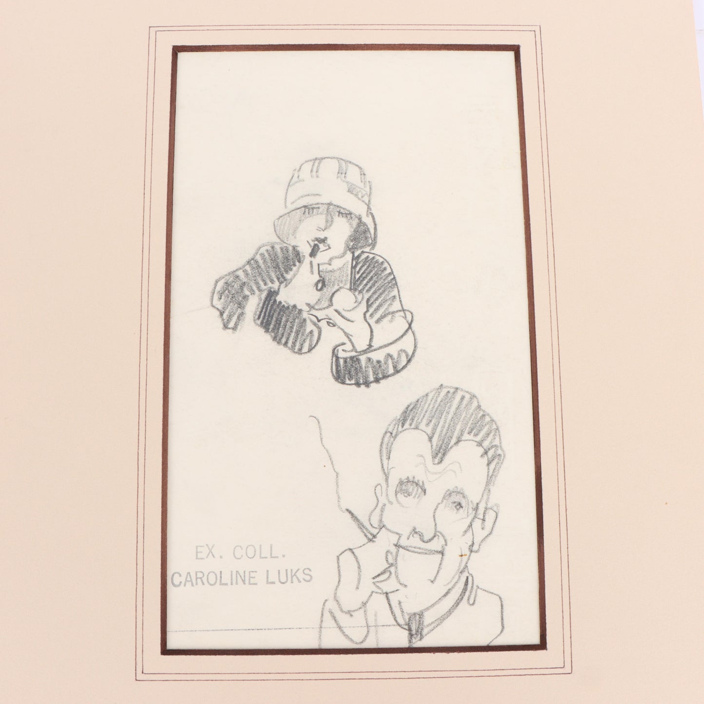 George Benjamin Luks, American (1867-1933), 2 portraiture studies of men and women, graphite on paper, 7 3/4"H x 5"W(paper), 10 1/2"H x 8 3/4"W(mat) - one