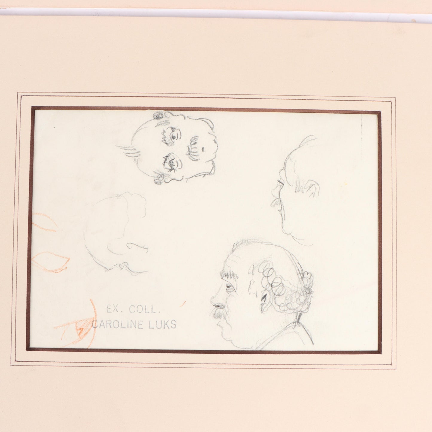 George Benjamin Luks, American (1867-1933), 2 portraiture studies of men and women, graphite on paper, 7 3/4"H x 5"W(paper), 10 1/2"H x 8 3/4"W(mat) - one