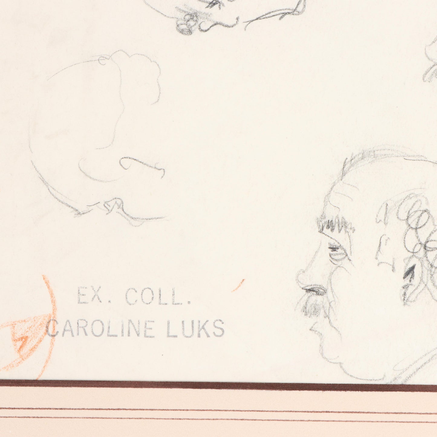 George Benjamin Luks, American (1867-1933), 2 portraiture studies of men and women, graphite on paper, 7 3/4"H x 5"W(paper), 10 1/2"H x 8 3/4"W(mat) - one