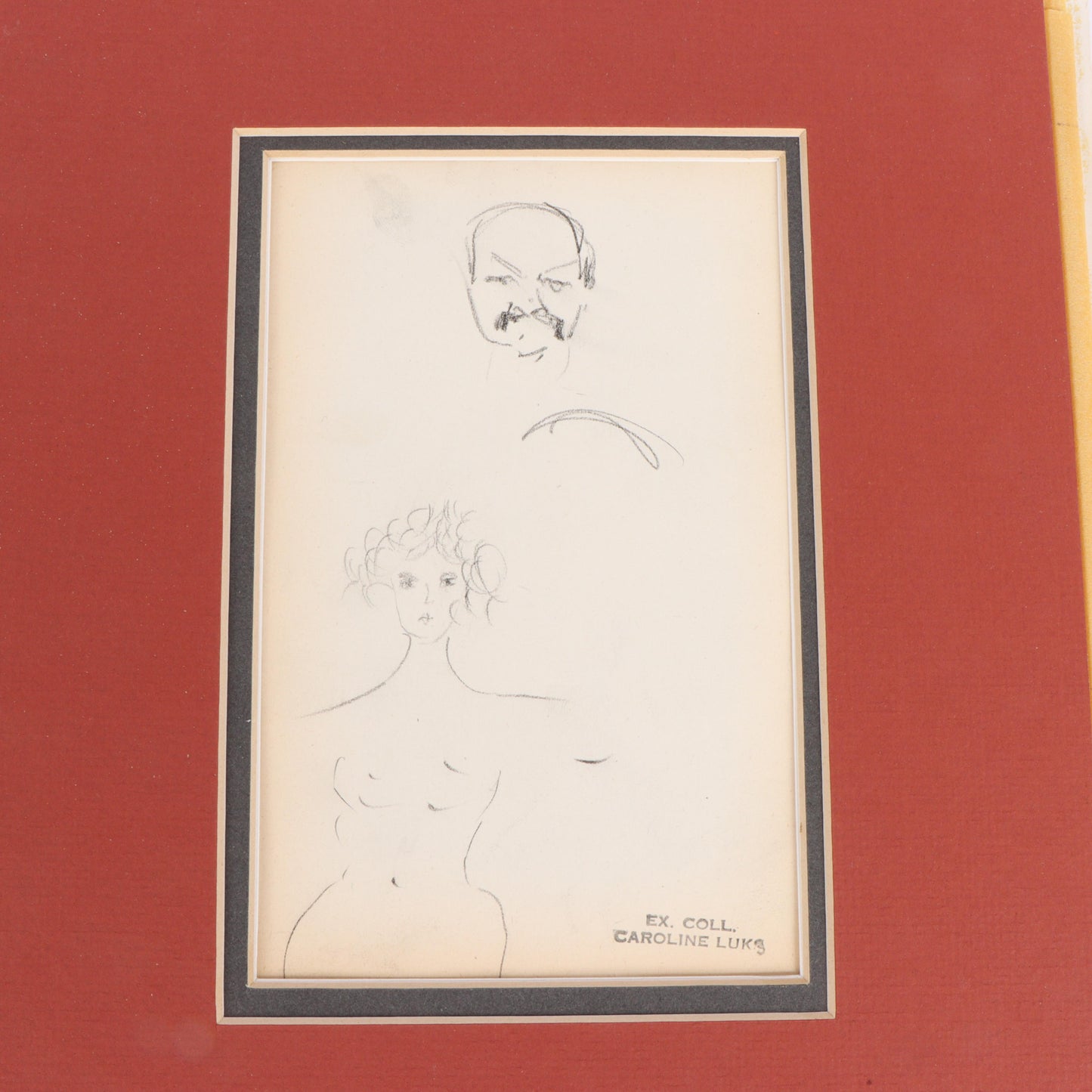 George Benjamin Luks, American (1867-1933), 2 figural studies; Delinquent Tax, Study, graphite on paper, 11"H x 8 1/2"W(paper), 14"H x 12"W(mat) - larger