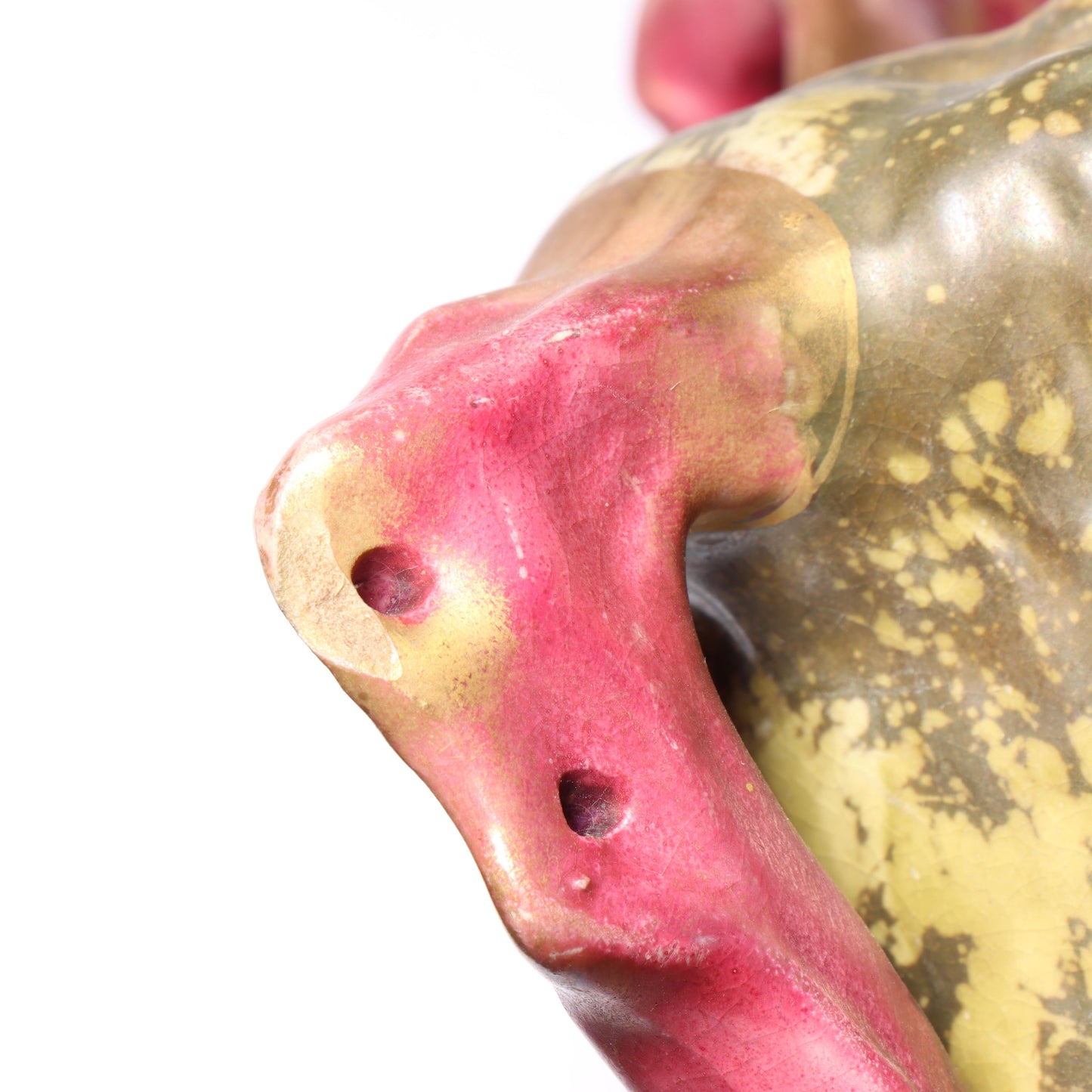 Amphora Austria Art Nouveau orchid flower vase with sculpted handles ca.1900. 10"H x 6 3/4"W