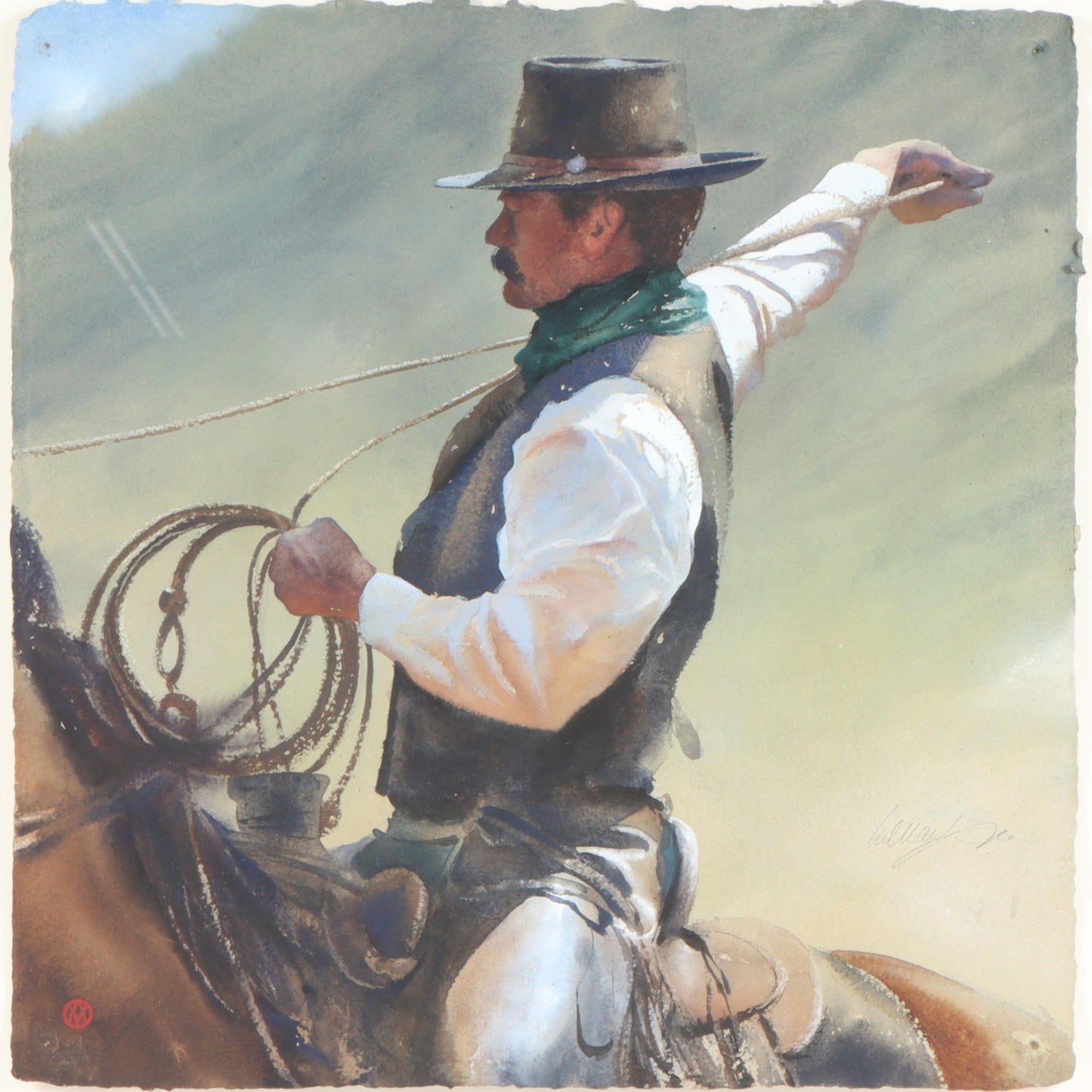 William Matthews, American (b. 1949), No Slack, watercolor on paper, 19"H x 19"W(paper), 29 3/4"H x 29 3/4"W(frame)