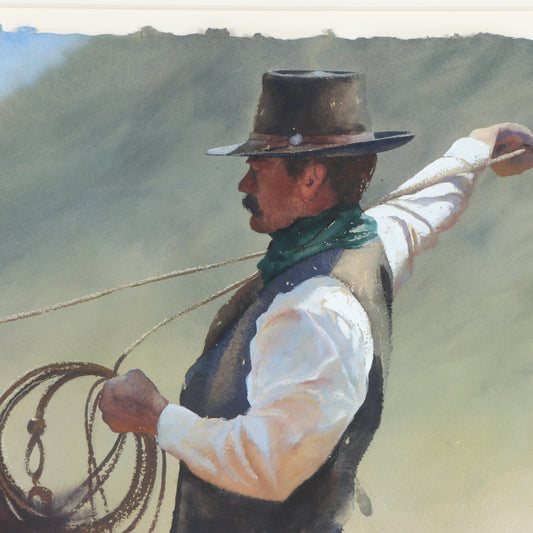 William Matthews, American (b. 1949), No Slack, watercolor on paper, 19"H x 19"W(paper), 29 3/4"H x 29 3/4"W(frame)