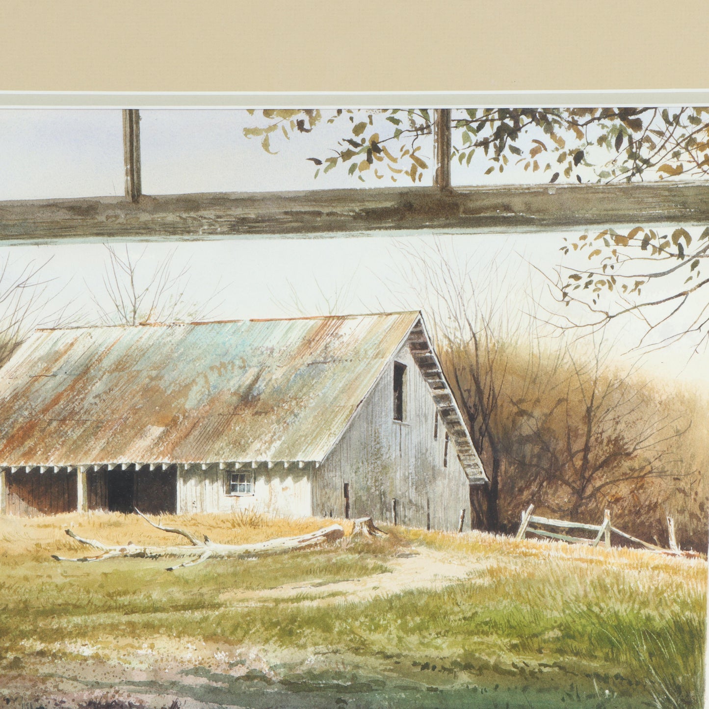 Emmitt Thames, Mississippi (b. 1933), A View of the Barn through open window, watercolor on paper, 13 3/4"H x 19 1/2"W(sight), 24"H x 30"W(frame)