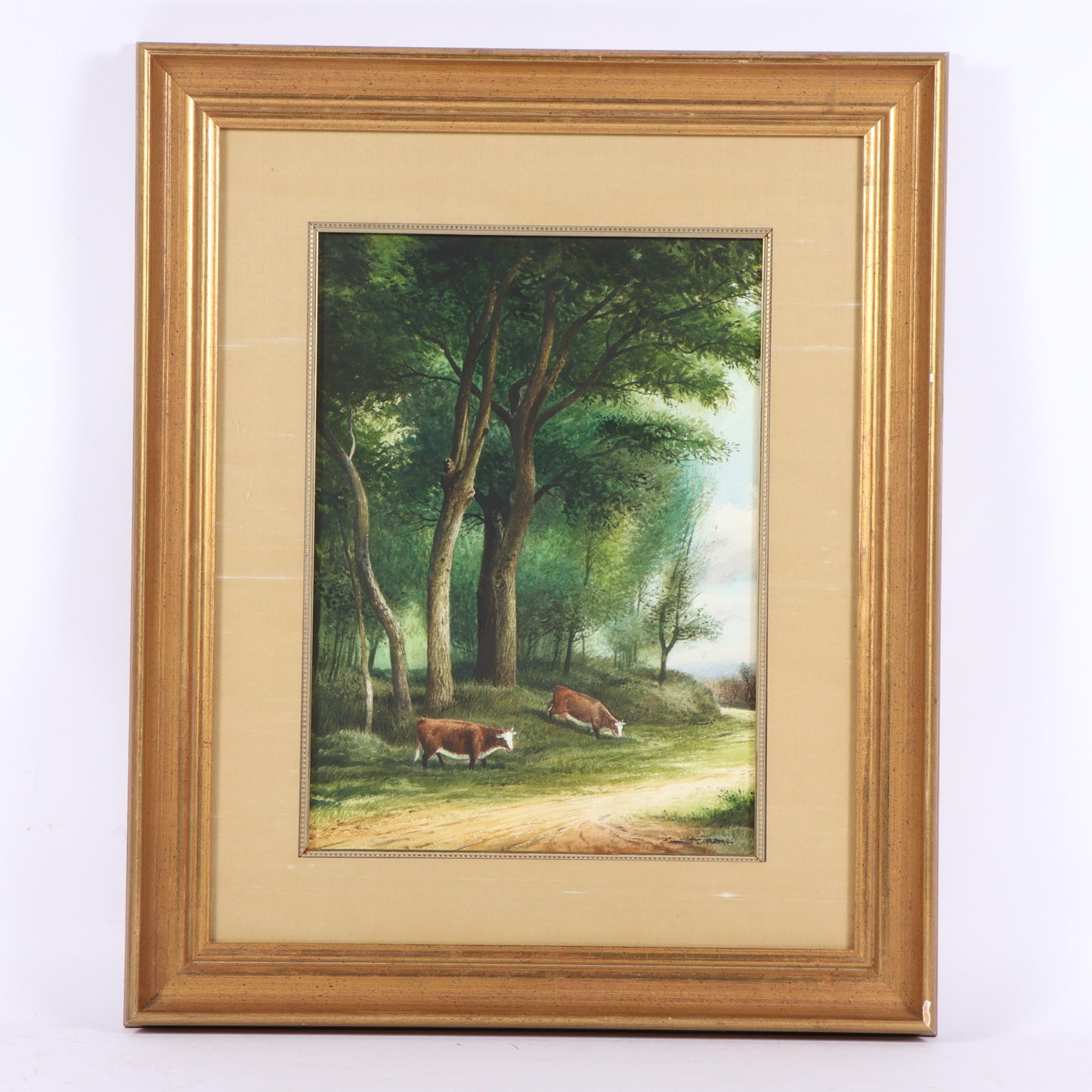 Emmitt Thames, American (b. 1933), Two Grazing, watercolor on paper, 14 3/4"H x 10 1/2"W(sight), 23 1/4"H x 19 1/4"W(frame)