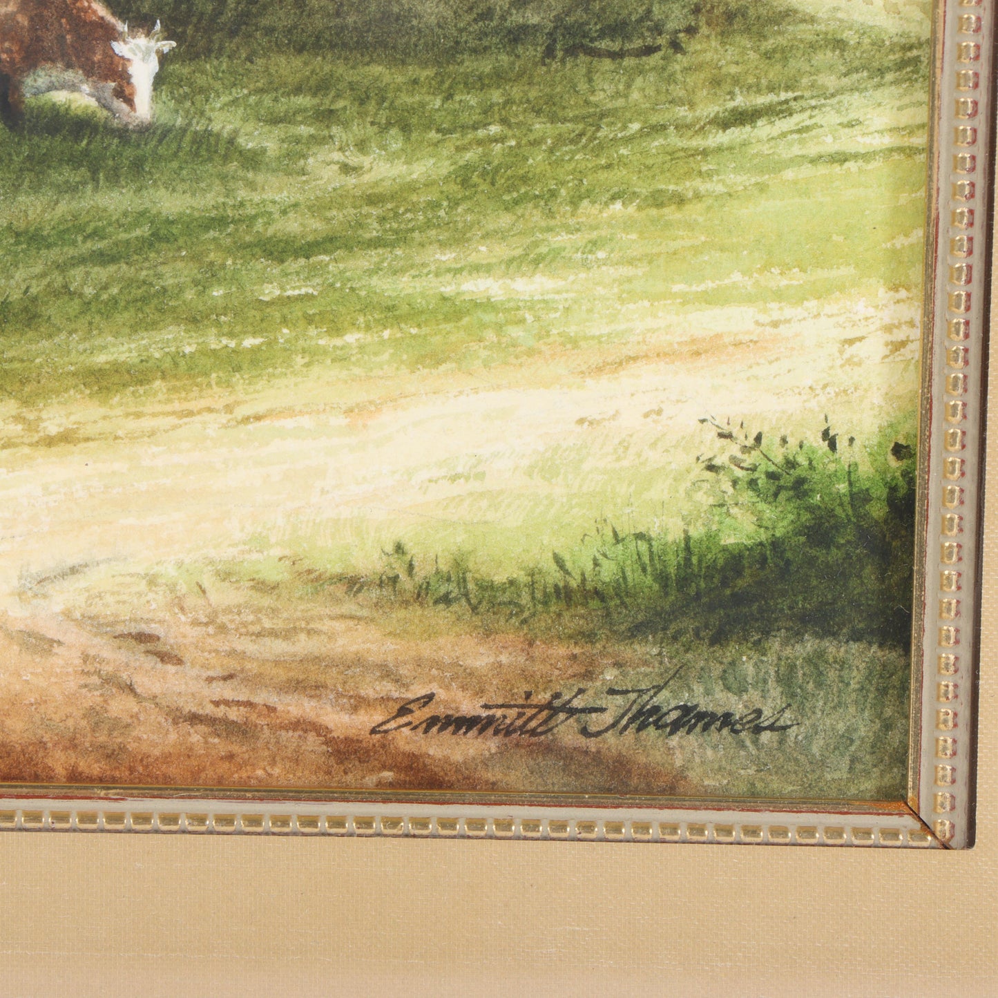 Emmitt Thames, American (b. 1933), Two Grazing, watercolor on paper, 14 3/4"H x 10 1/2"W(sight), 23 1/4"H x 19 1/4"W(frame)