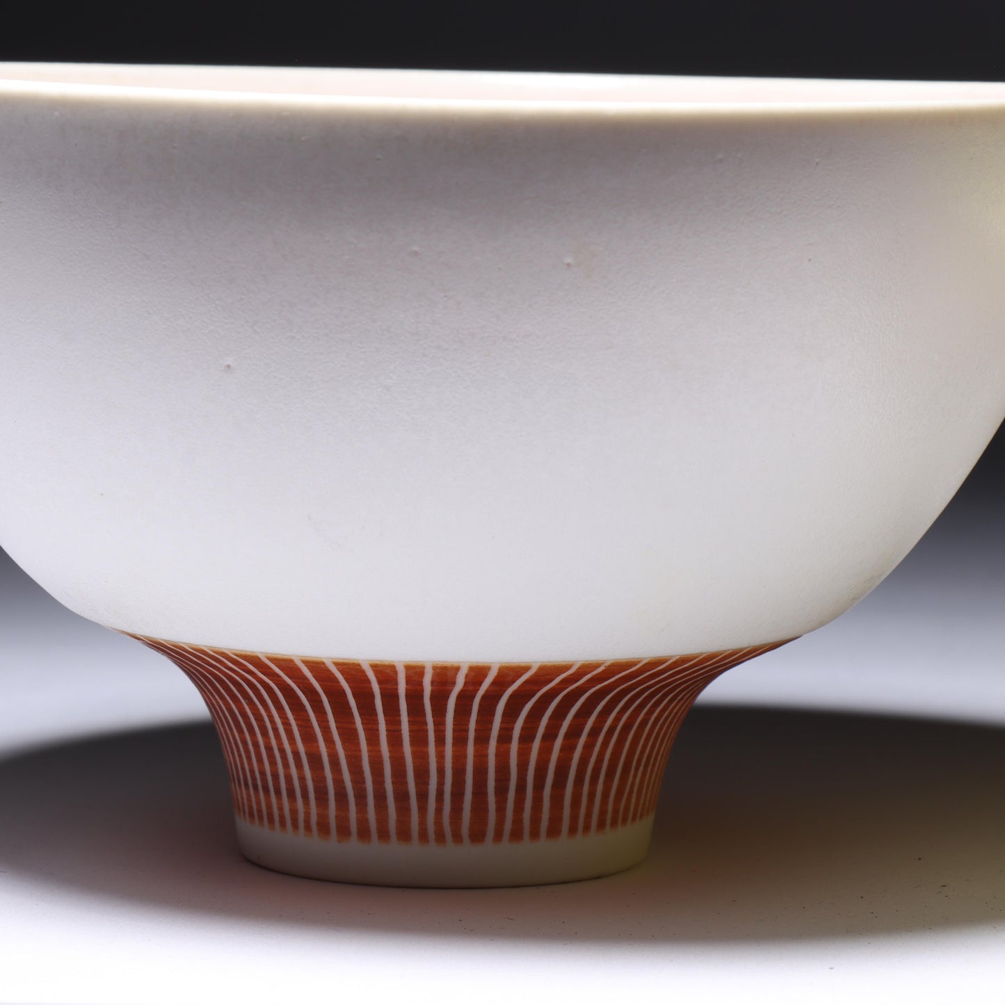 Peter Wills, British (b.1955), Pair of Modernist studio pottery footed thin wall porcelain bowls, studio ceramic, 3 1/2"H x 5 3/4"Diam. (larger)