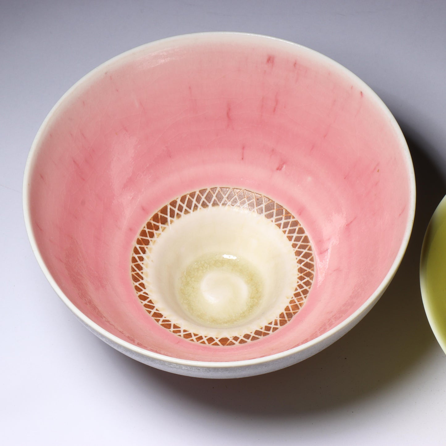 Peter Wills, British (b.1955), Pair of Modernist studio pottery footed thin wall porcelain bowls, studio ceramic, 3 1/2"H x 5 3/4"Diam. (larger)