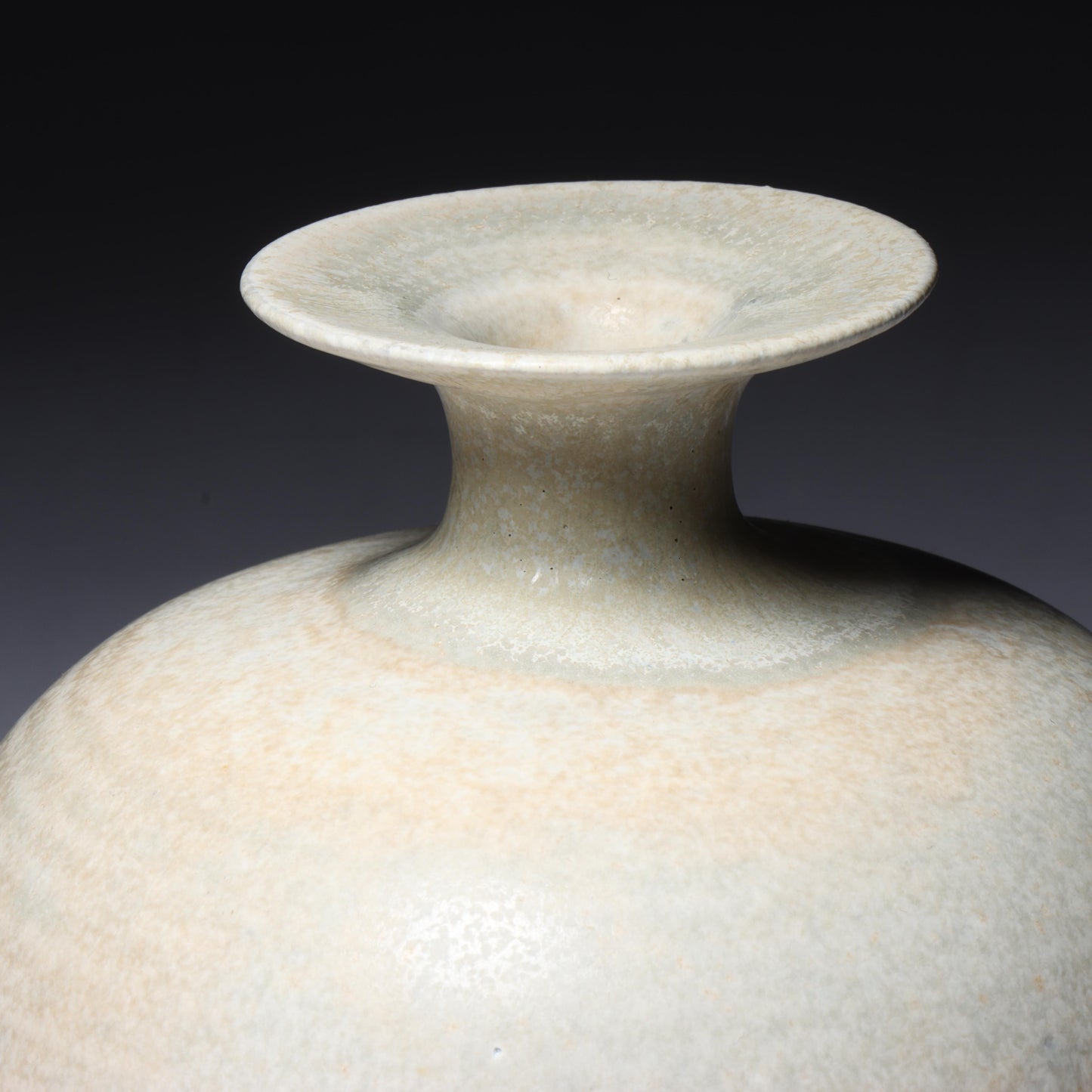 Laura Andreson, California (1902 - 1999), American studio pottery vase, porcelain with light neutral over green matte glaze, 3 3/4"H x 3 3/4"Diam.