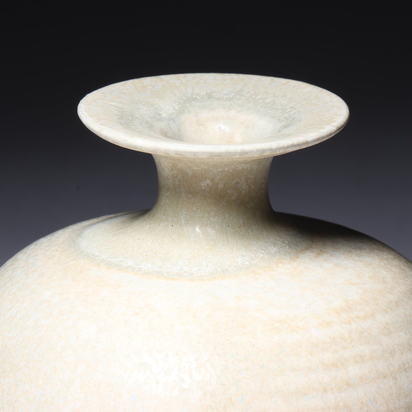 Laura Andreson, California (1902 - 1999), American studio pottery vase, porcelain with light neutral over green matte glaze, 3 3/4"H x 3 3/4"Diam.