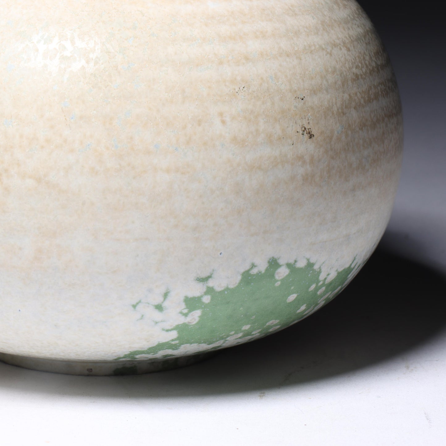 Laura Andreson, California (1902 - 1999), American studio pottery vase, porcelain with light neutral over green matte glaze, 3 3/4"H x 3 3/4"Diam.