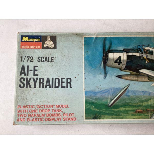 Monogram A1-E Skyraider 1/72 Scale Model Kit - Vintage Action Kit, Pilot, Display Stand