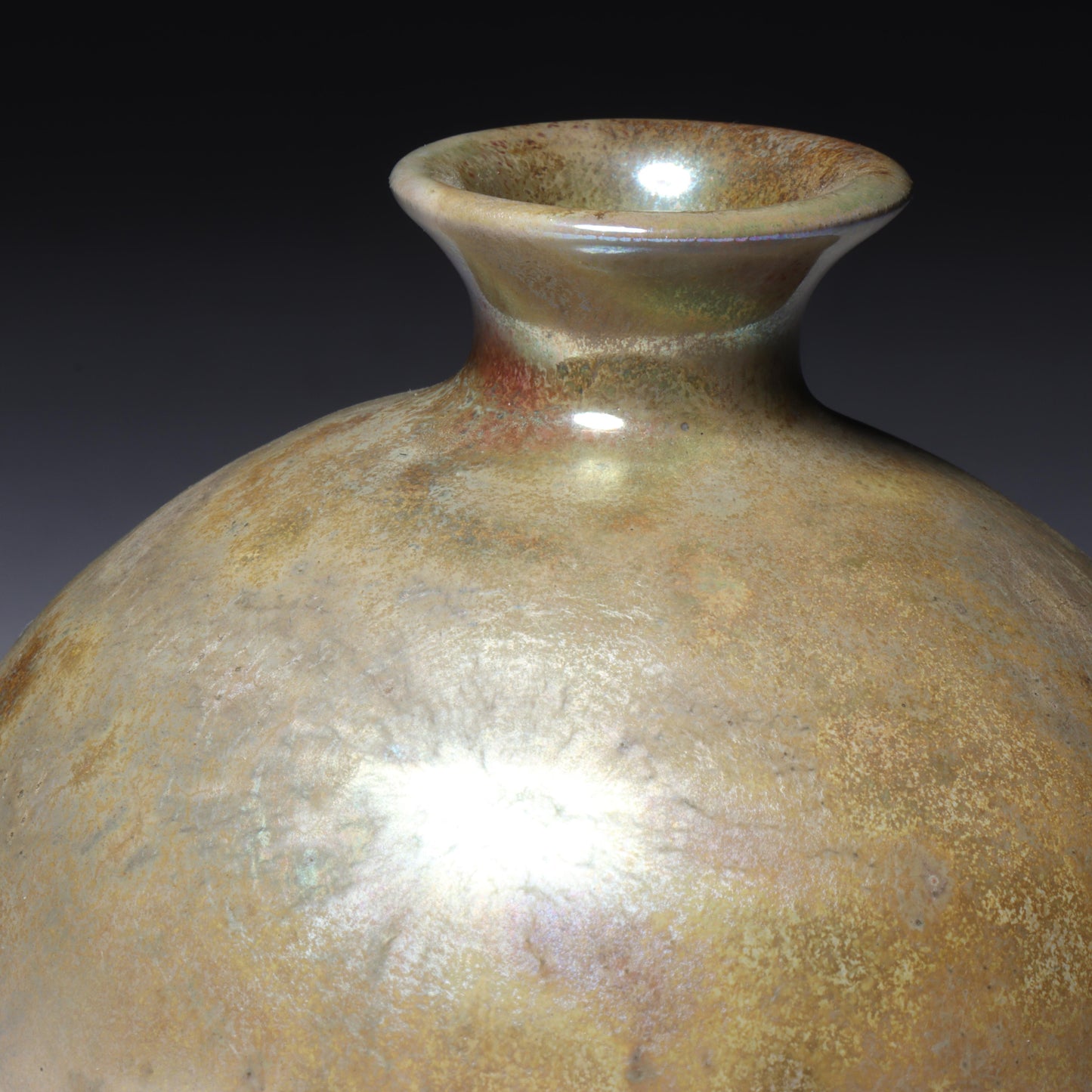 Laura Andreson, California (1902 - 1999), American studio pottery cabinet vase, lustre over earthtone glazed ceramic, 2 3/4"H x 3 1/4"Diam.