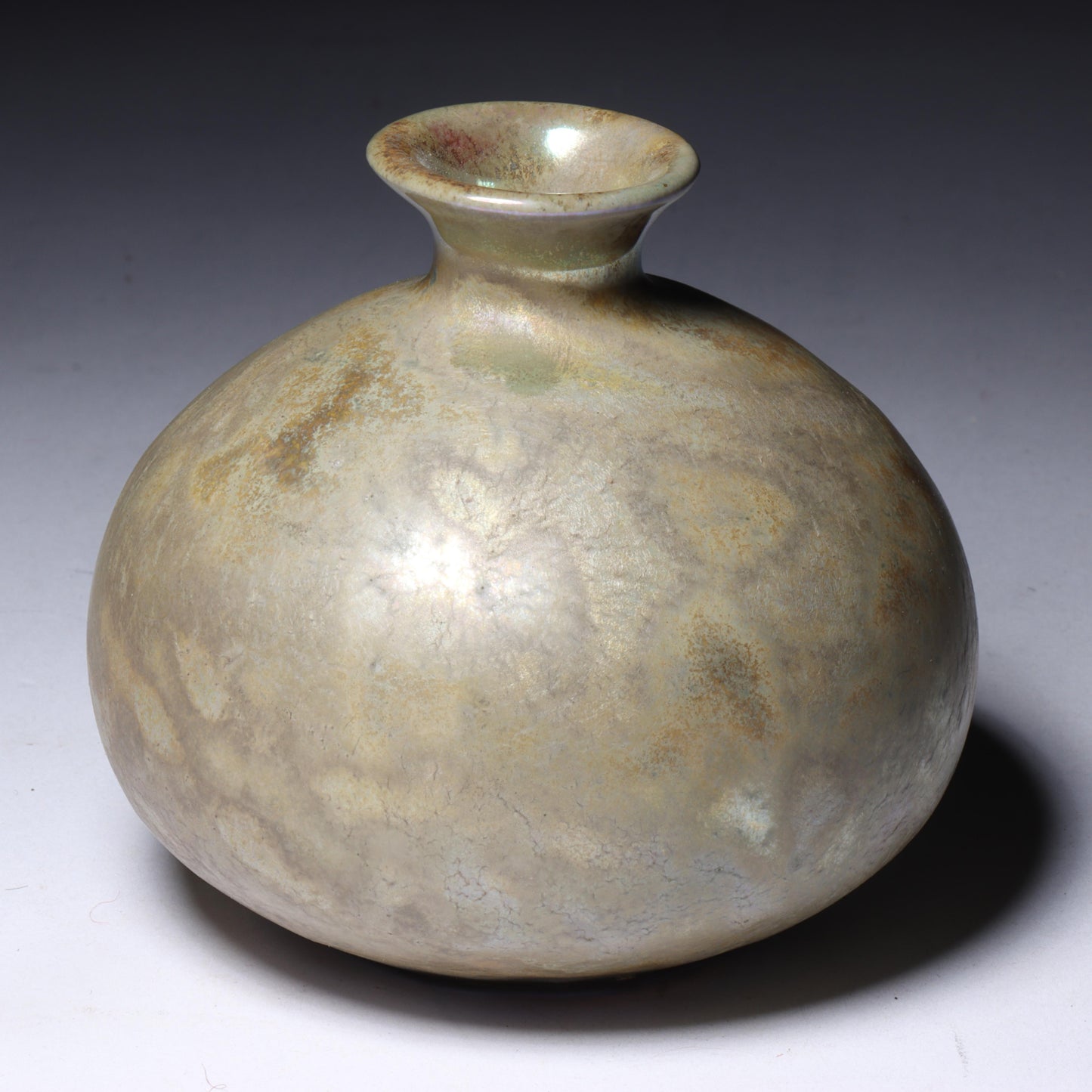 Laura Andreson, California (1902 - 1999), American studio pottery cabinet vase, lustre over earthtone glazed ceramic, 2 3/4"H x 3 1/4"Diam.