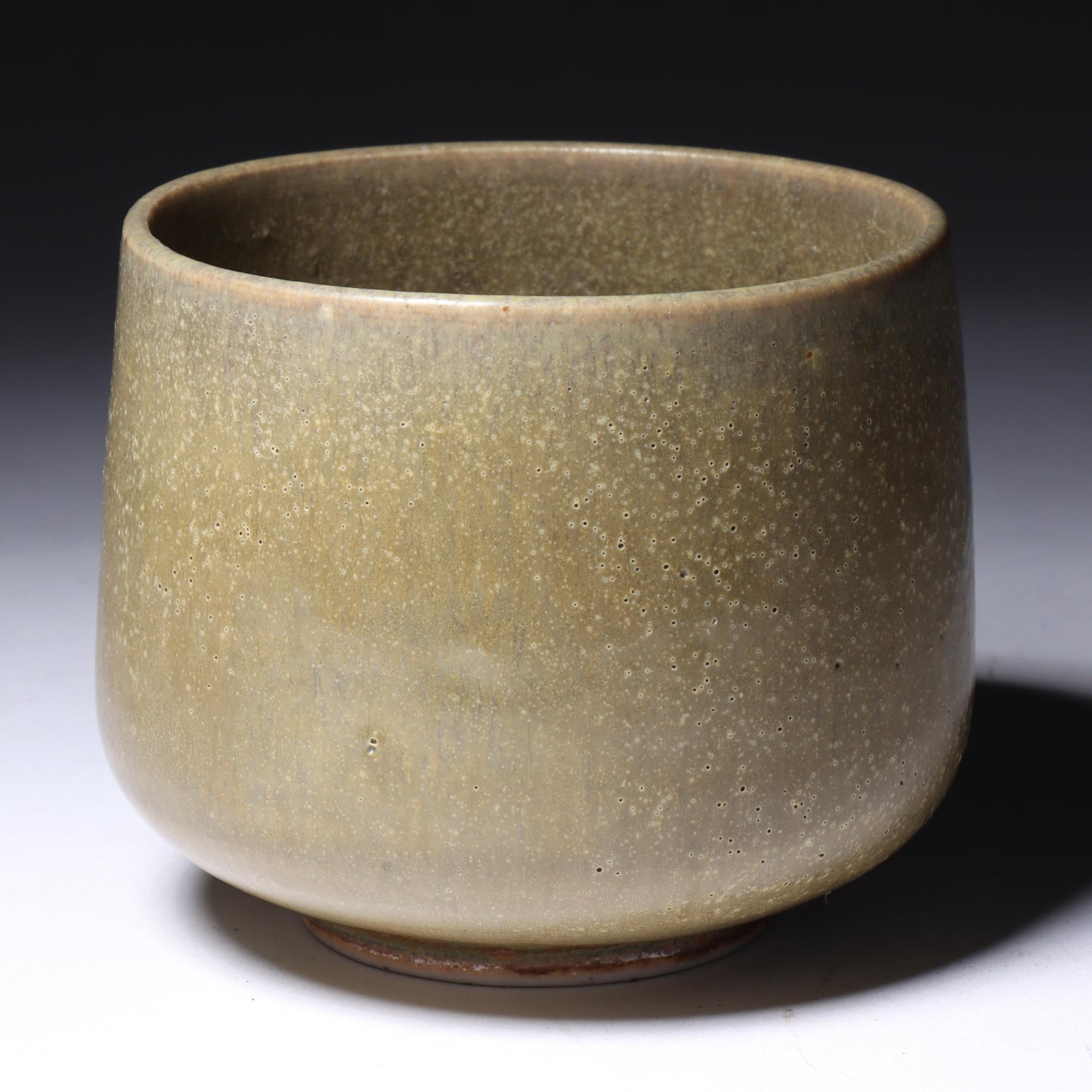Laura Andreson, California (1902 - 1999), American studio pottery porcelain cup form vessel, 1957?, matte green glaze finish, 2 3/4"H x 3"Diam.