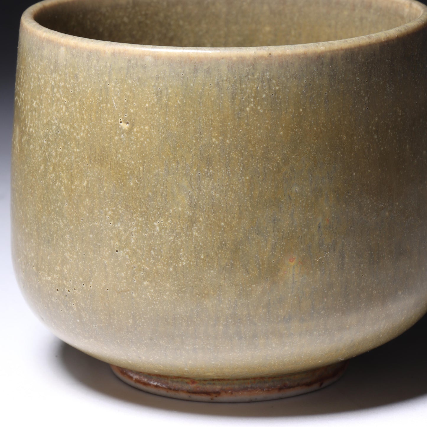 Laura Andreson, California (1902 - 1999), American studio pottery porcelain cup form vessel, 1957?, matte green glaze finish, 2 3/4"H x 3"Diam.