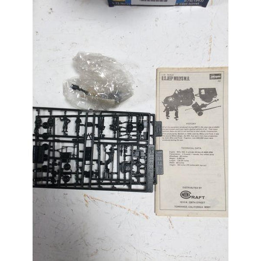 Hasegawa U.S. Jeep Willys M.B - 1/72 Scale, Truck 1/4 Ton, Cargo Trailer, 37mm Anti-Tank Gun & 8 Figures