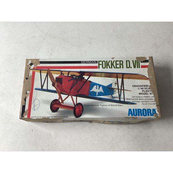 Aurora German Fokker D.VII - 1/48 Scale, Plastic Model Kit, Movable Propeller, Rigging Instructions