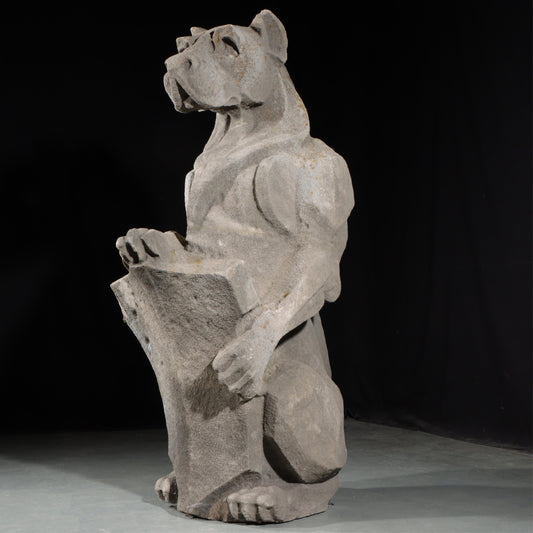 Heraldic Dog Guardian; full body gargoyle/grotesque beast with shield: 1920s Harlem, New York, Gothic Style